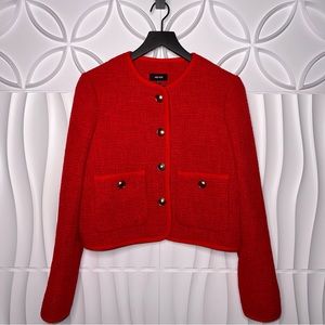 ME+ EM Red Wool Tweed Crop Lady Jacket